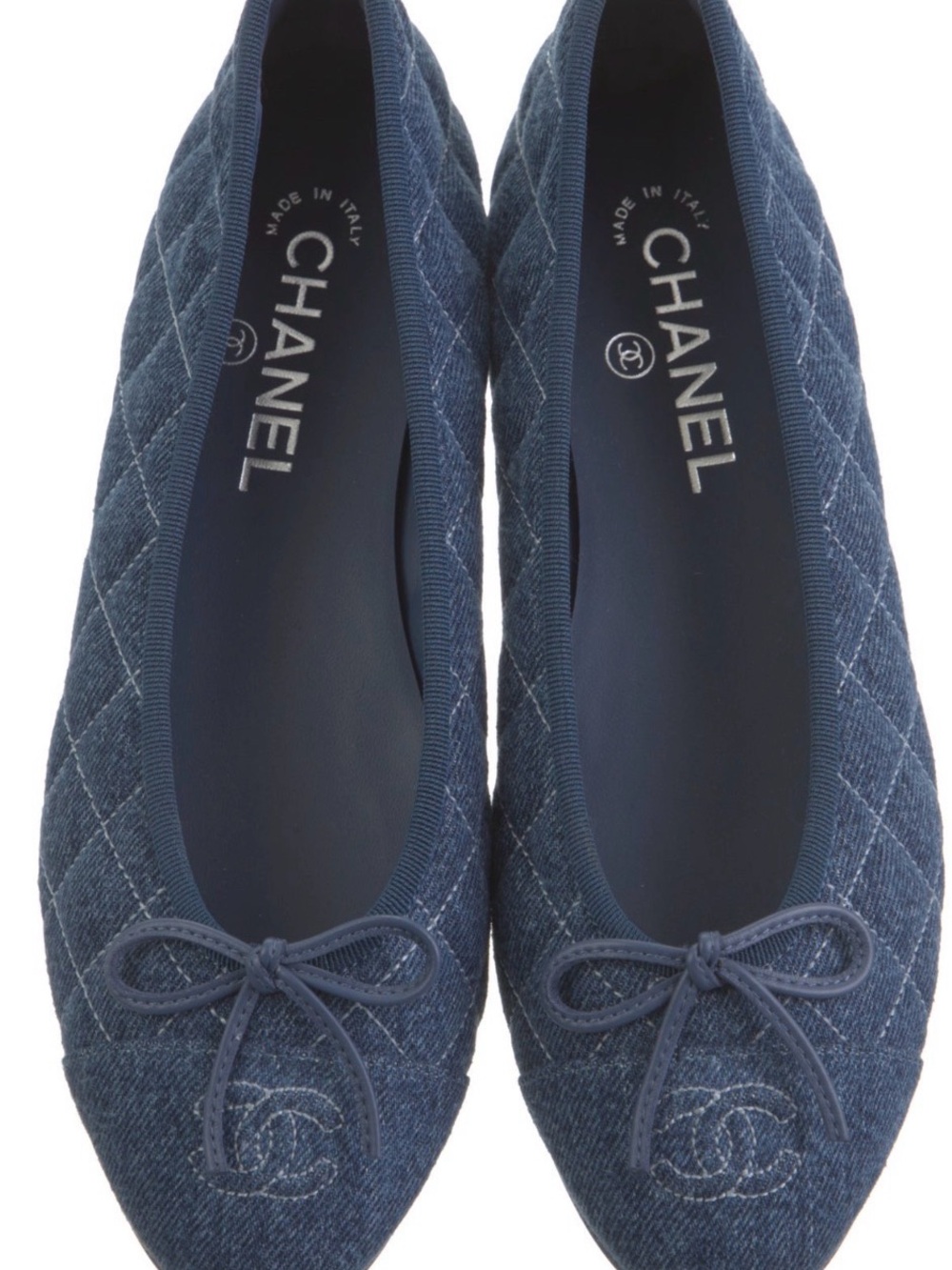 NIB Chanel 26P Washed Denim Quilted CC Logo Bow Tie Ballet
Ballerina Flat 38.5 - Picture 6 of 11
